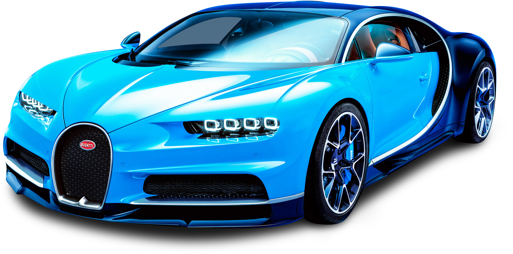 Blå Bugatti Chiron set fra siden Wallpapers