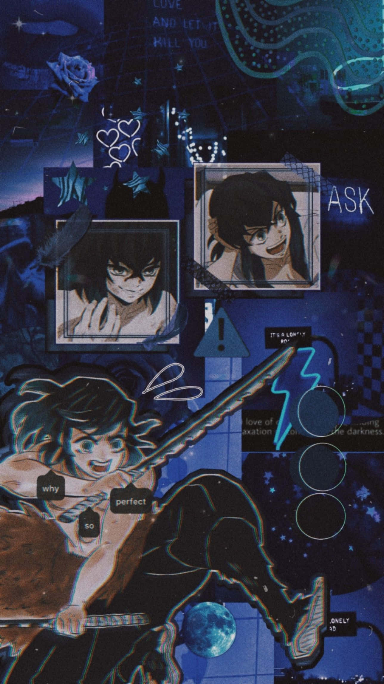 Blå collage Inosuke PFP Wallpapers