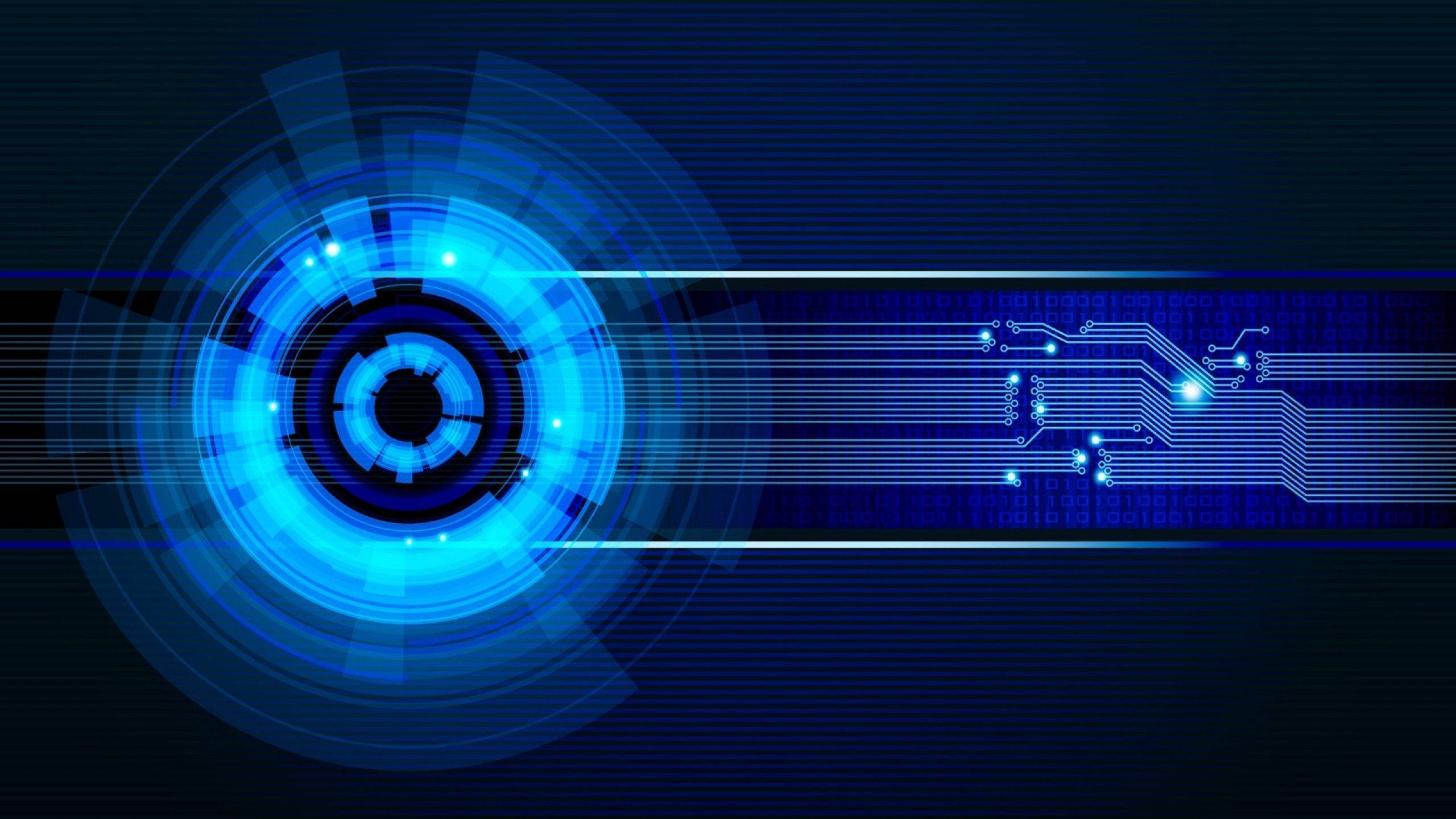 Blå computer og LED-lys Wallpapers