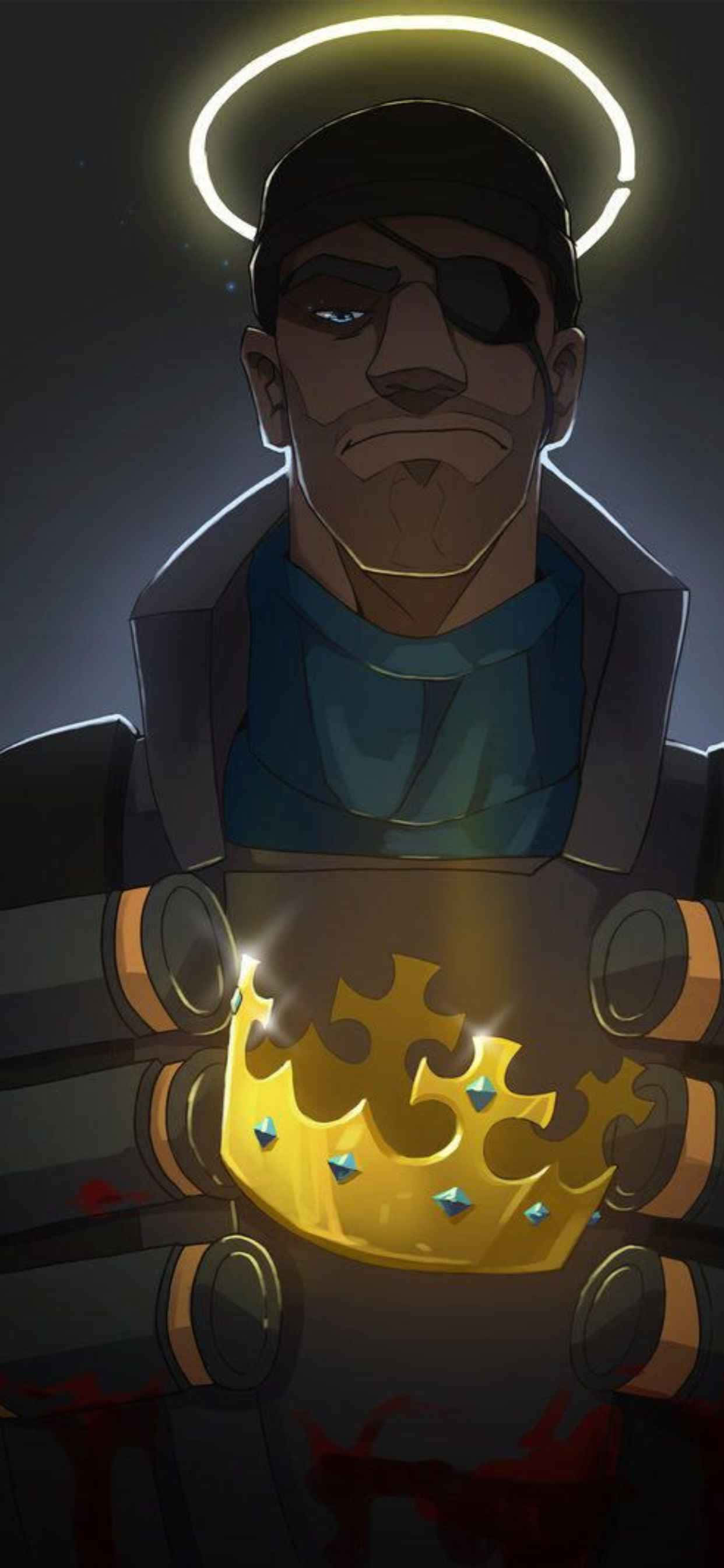 Blå Demoman karakter iPhone Xs Max Team Fortress 2 baggrund Wallpapers