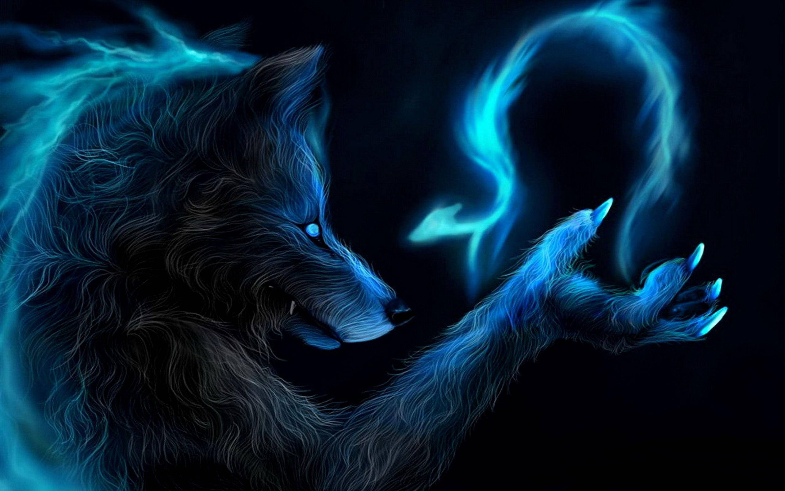 Blå Fantasi Galakse Ulv Wallpapers