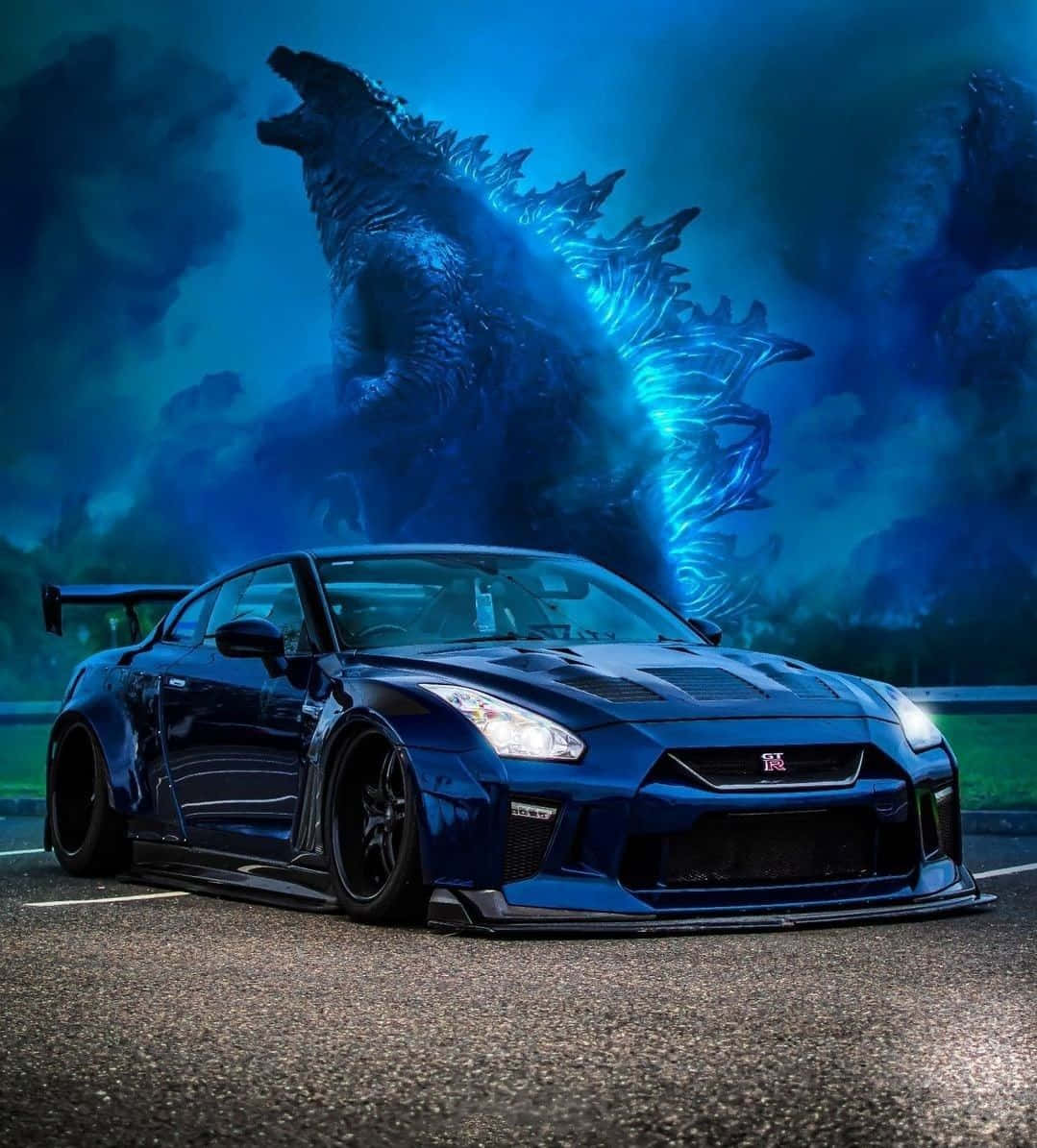 Blå Godzilla Nissan R35 GTR Billede Wallpapers