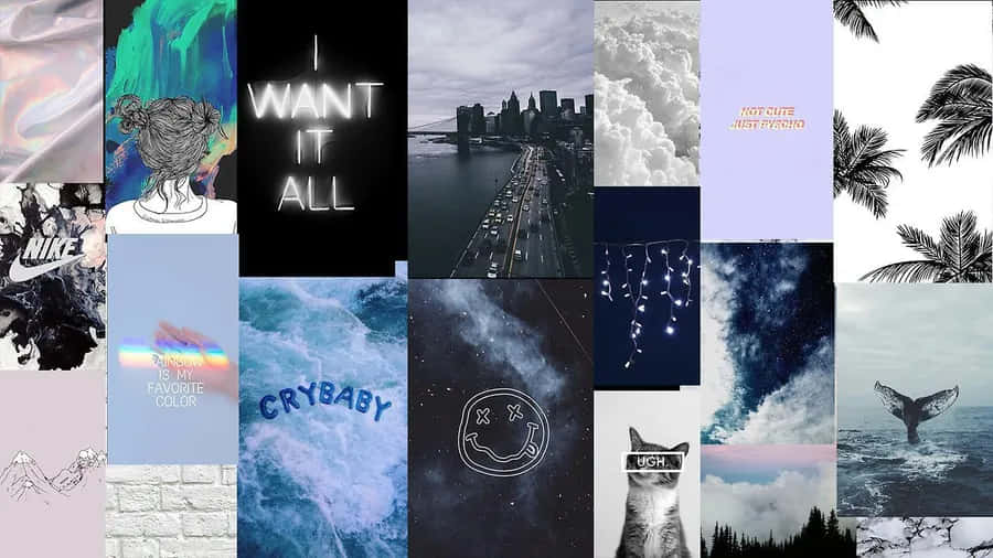 Blå grunge æstetik tapet Wallpapers