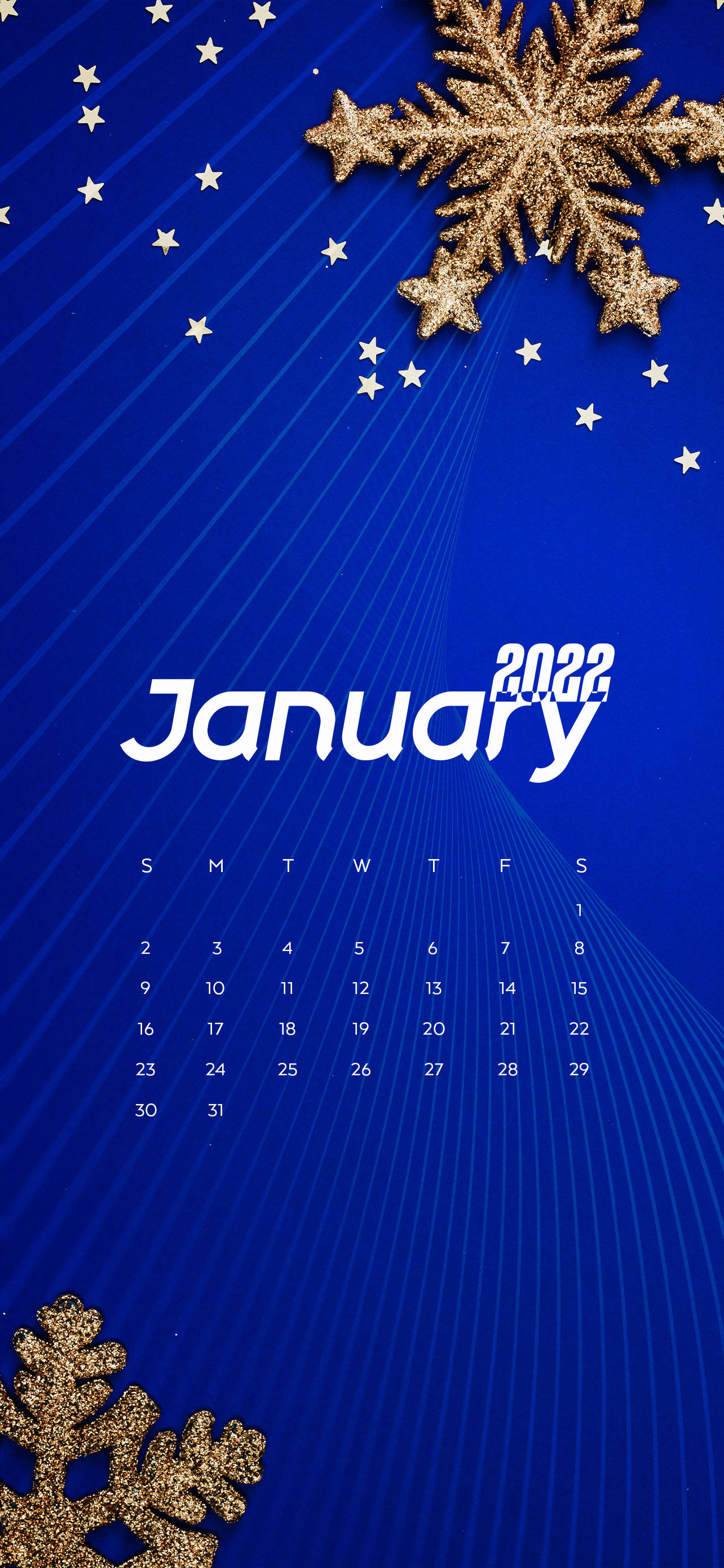 Blå januar 2022 snefnugskalender Wallpapers