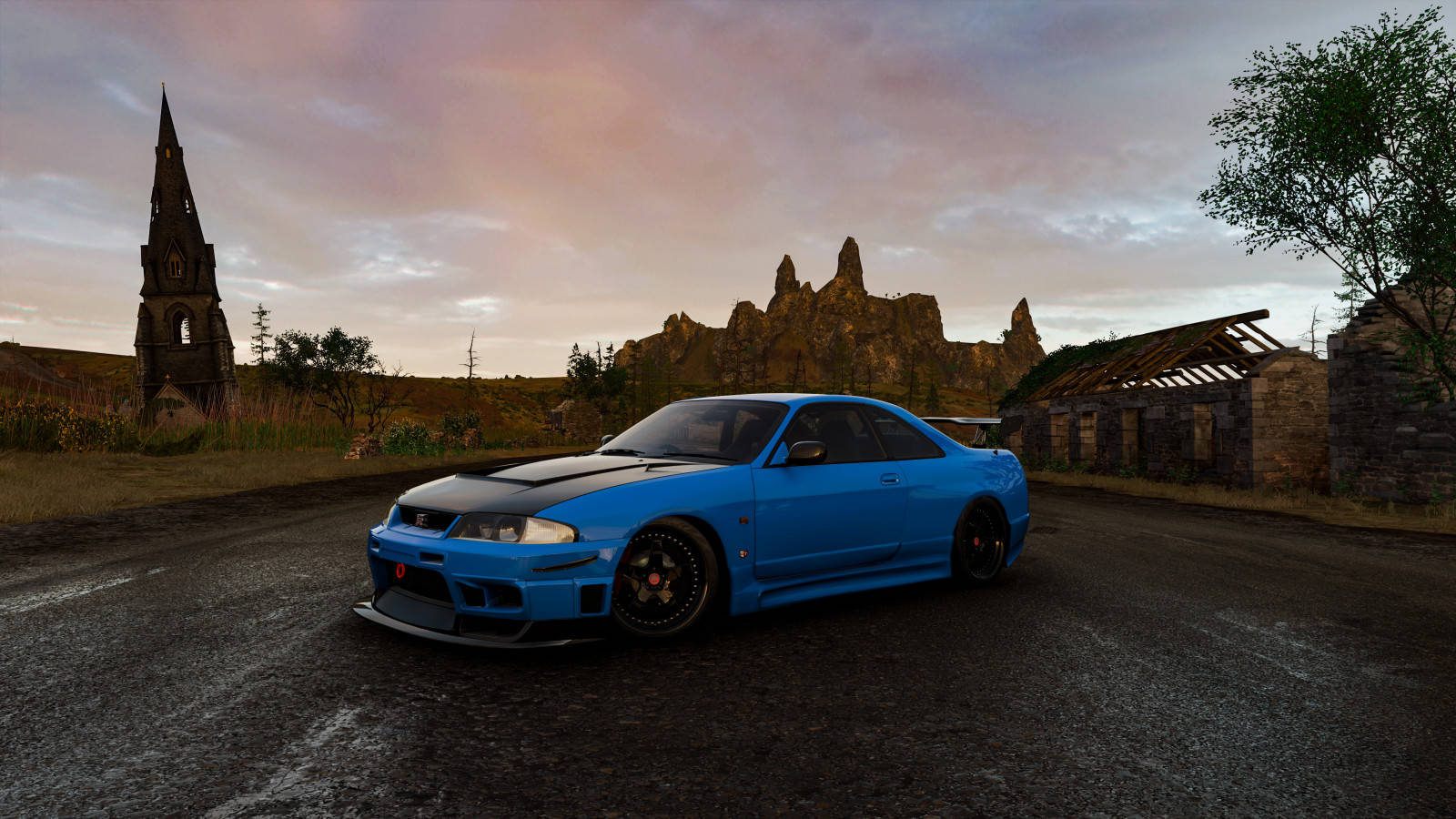 Blå JDM-biler udendørs Wallpapers