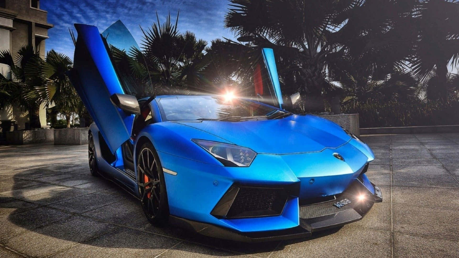 Blå Lamborghini Aventador fed eksteriør Wallpapers