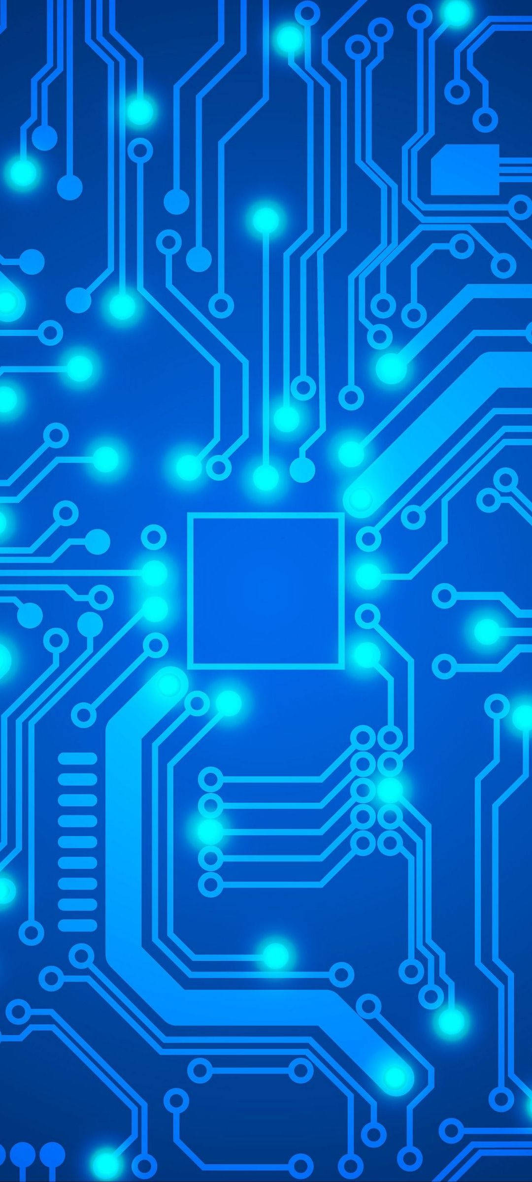 Blå motherboard neontelefon Wallpapers