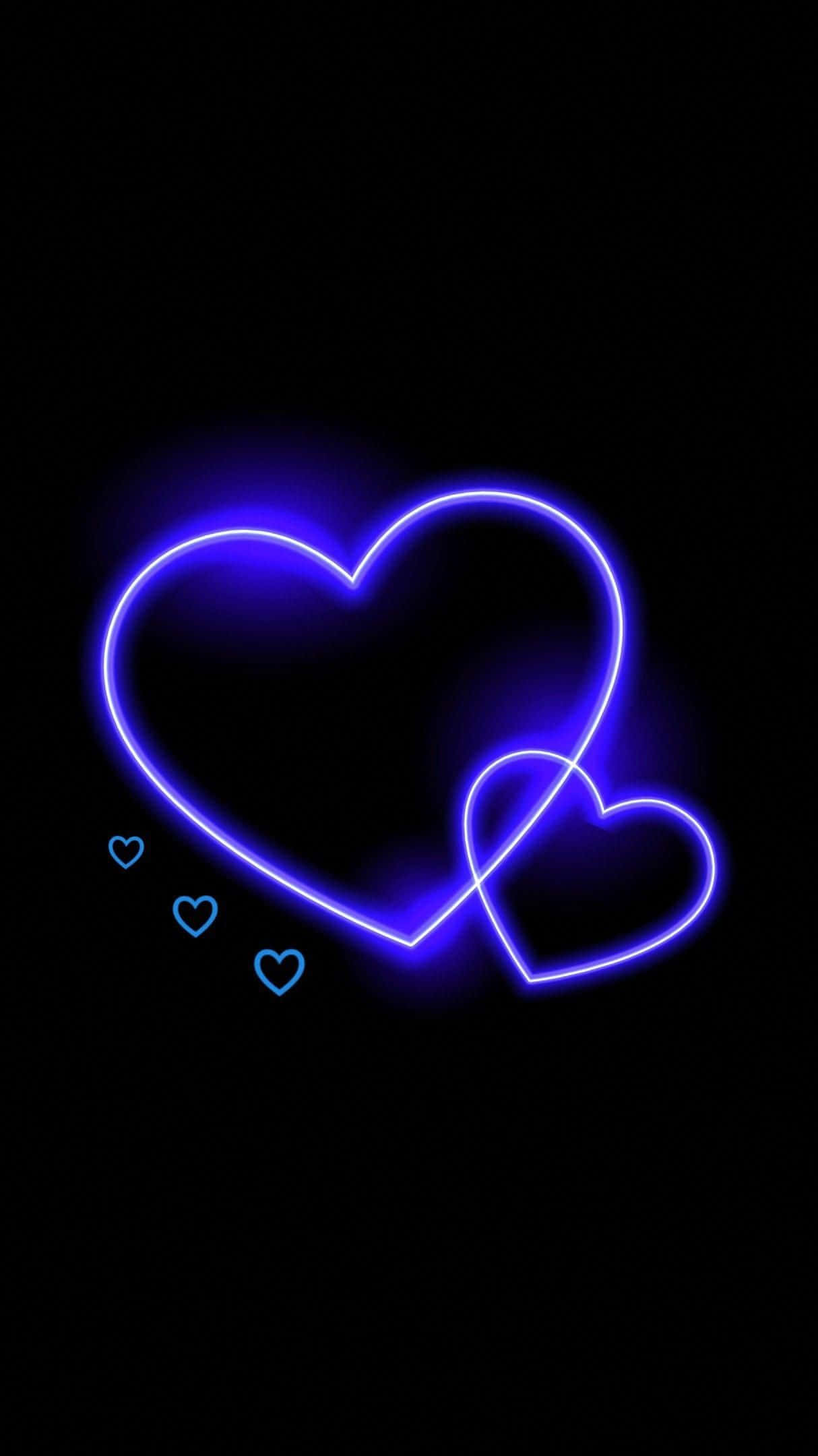Blå neonlys hjerter digital kunst Wallpapers