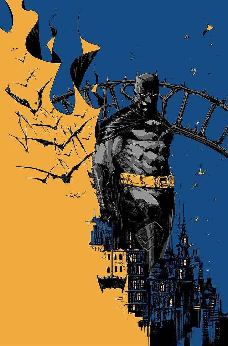 Blå og gul Batman Arkham Knight iPhone Wallpapers