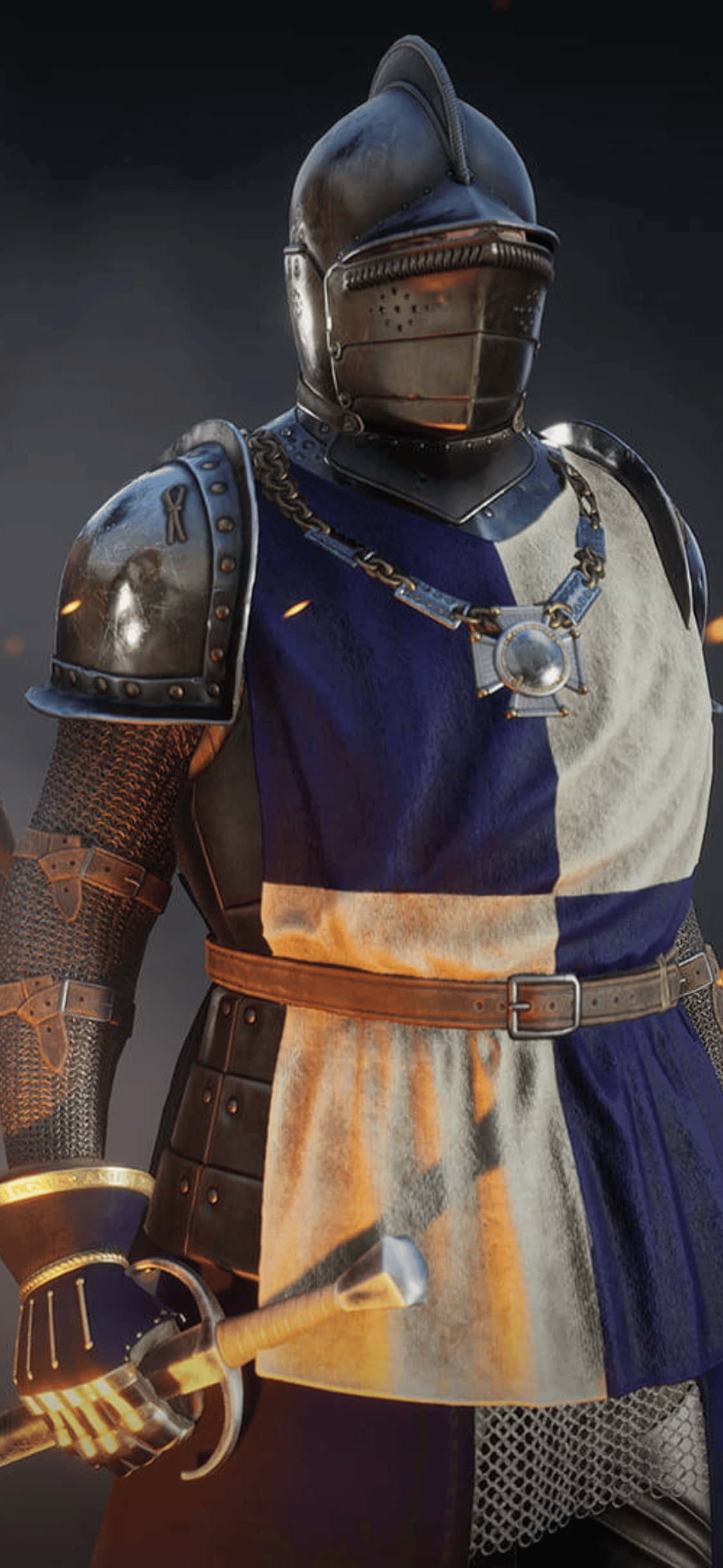 Blå og hvid rustning iPhone Xs Mordhau Baggrund Wallpapers
