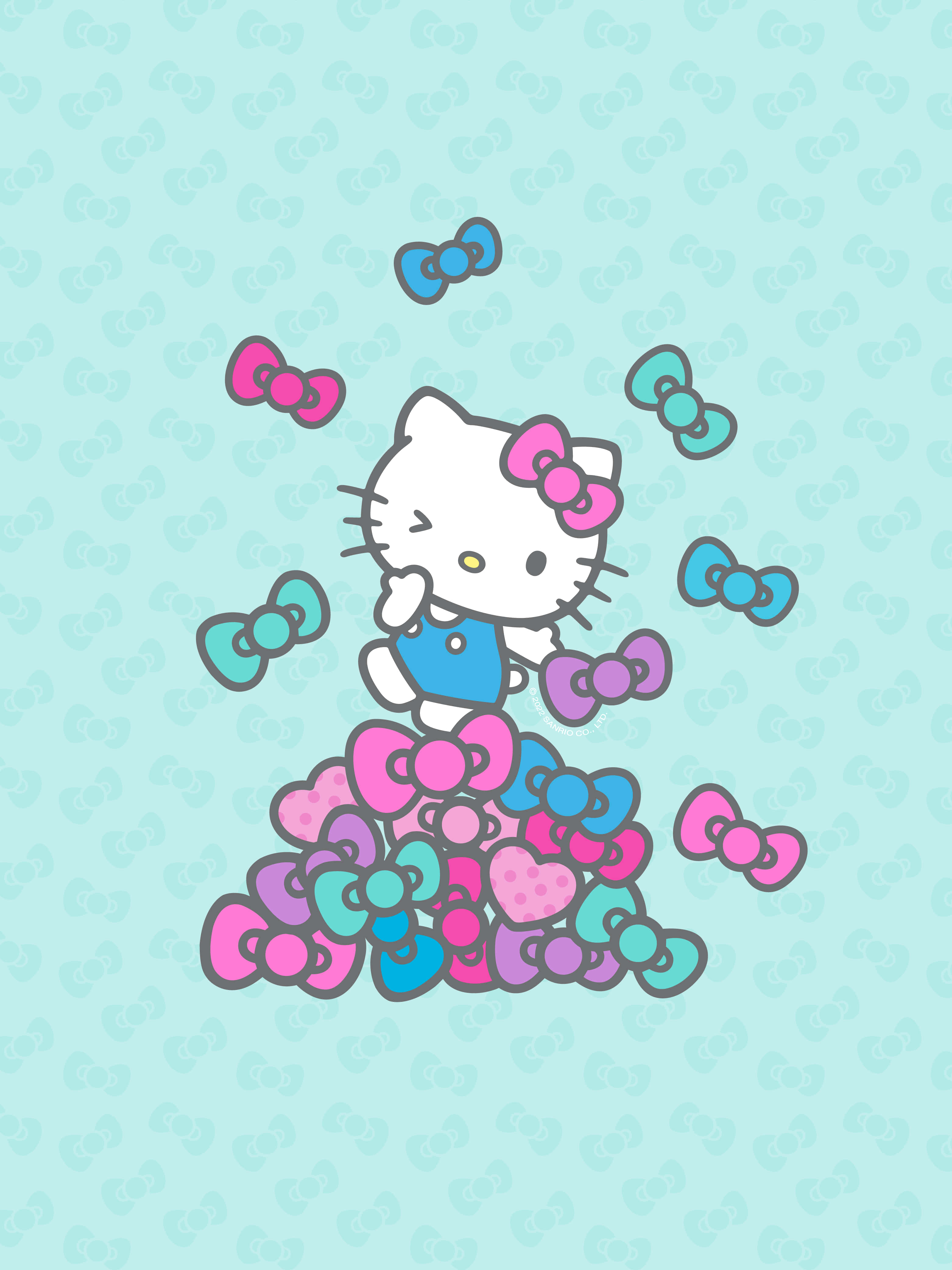 Blå og lyserød Hello Kitty baggrund Wallpapers
