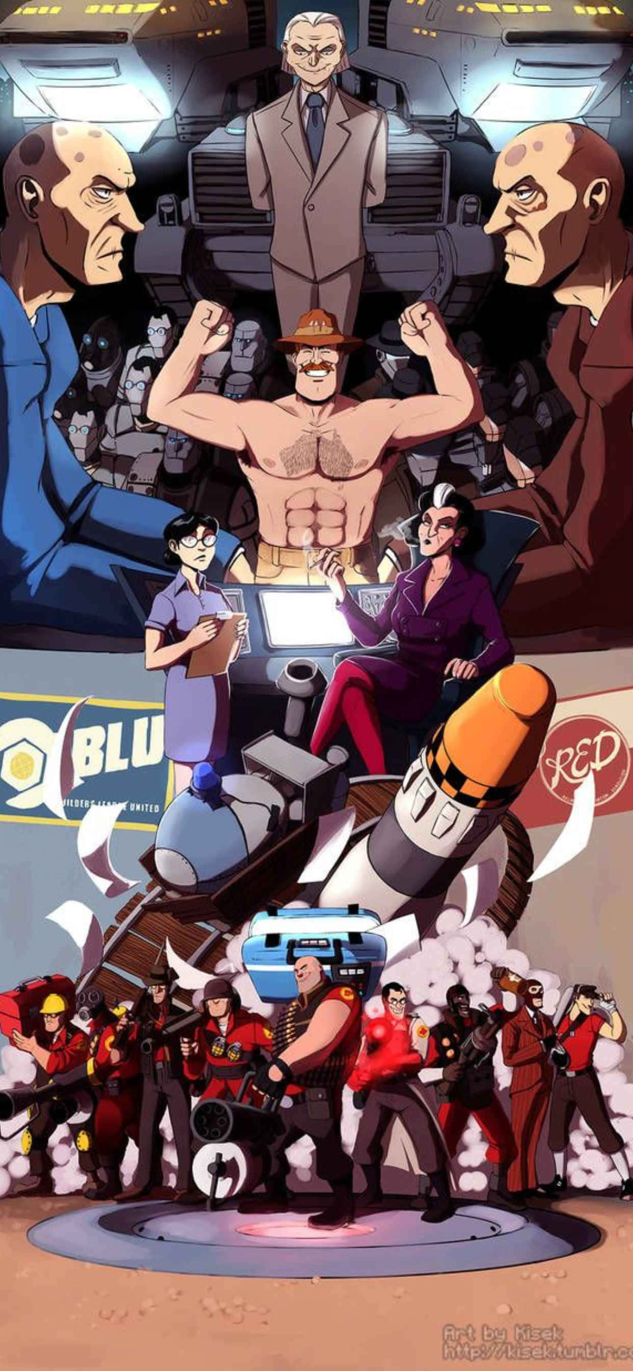 Blå Og Rød iPhone Xs Max Team Fortress 2 Baggrund Wallpapers
