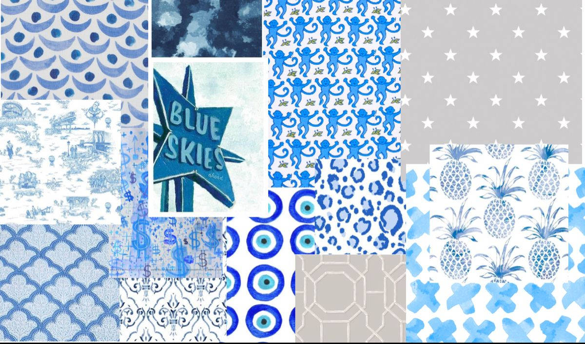 Blå-tematisk preppy PFP collage Wallpapers