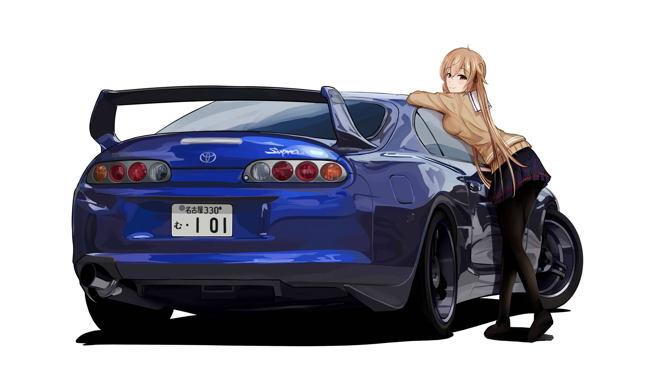 Blå Toyota Supra Anime Bil Wallpapers