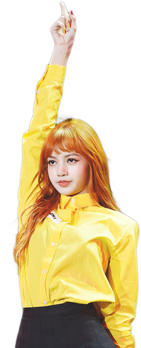 Blackpink medlem i gul bluse positur Wallpapers