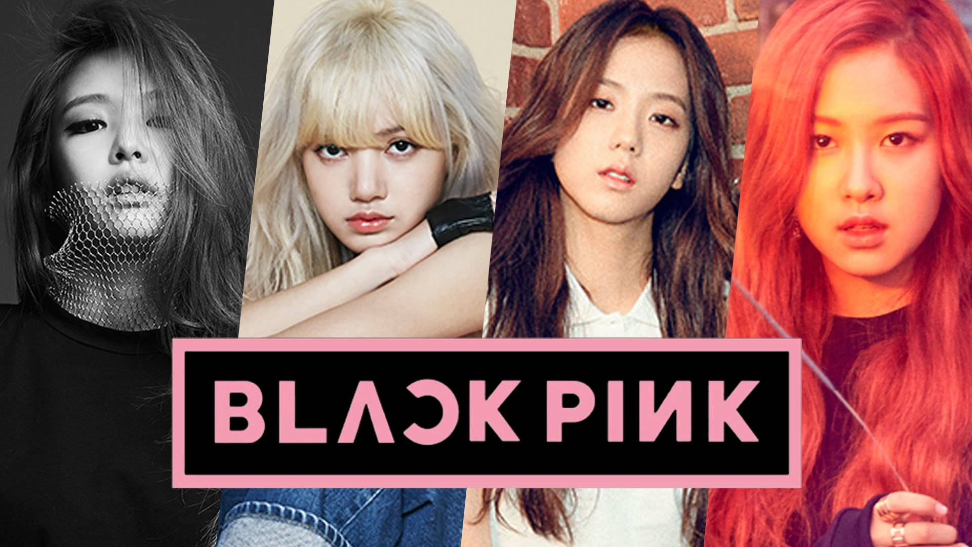 Blackpink Medlemmer Bannere Med Logo Wallpapers