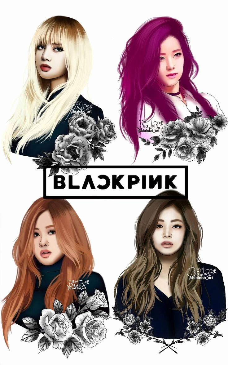 Blackpink-medlemmer viser fantastisk blomsterfanart Wallpapers