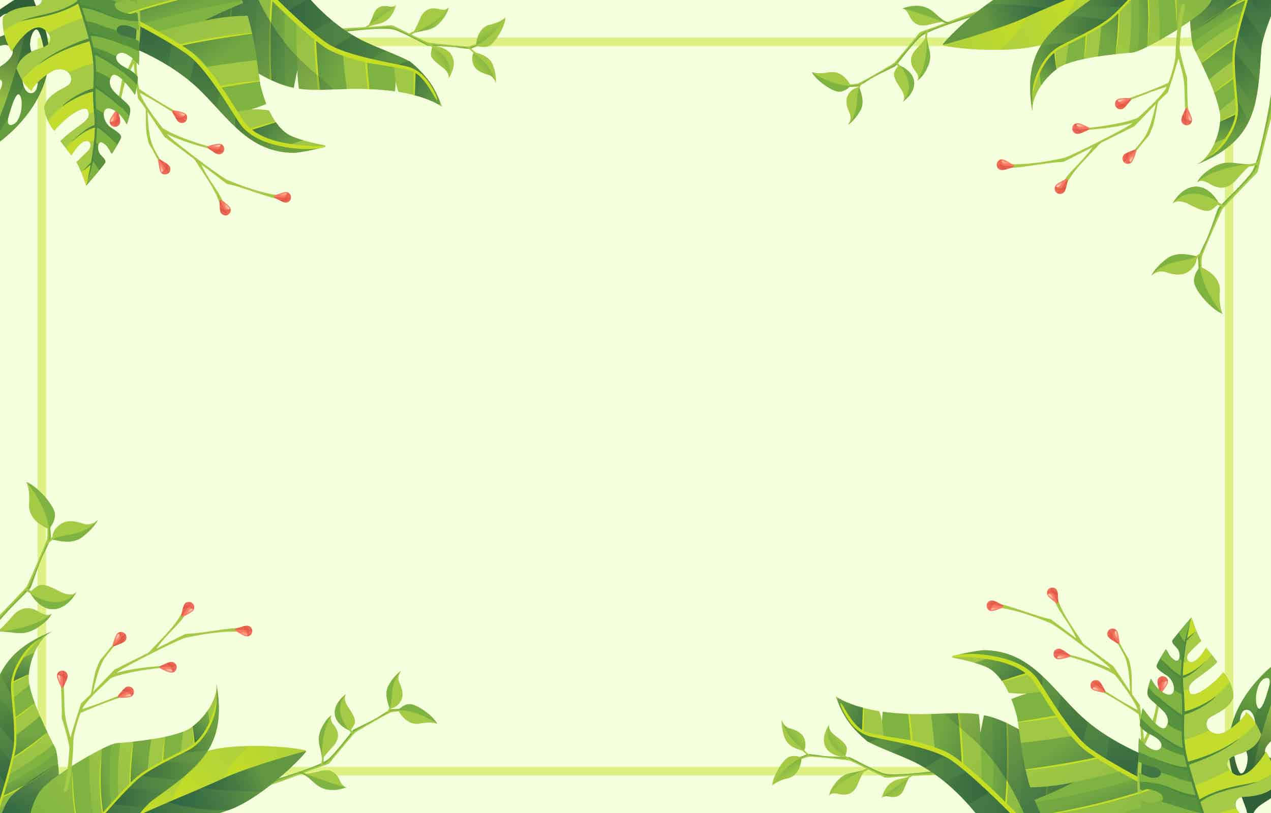Blade og blomster lysegrøn baggrund Wallpapers