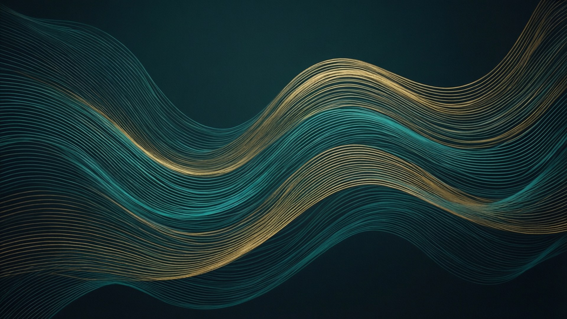 Blågrønne og gyldne bølger Wallpapers