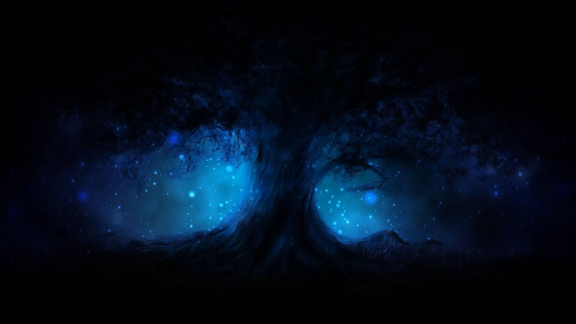 Blåt træ æstetisk PC Wallpapers