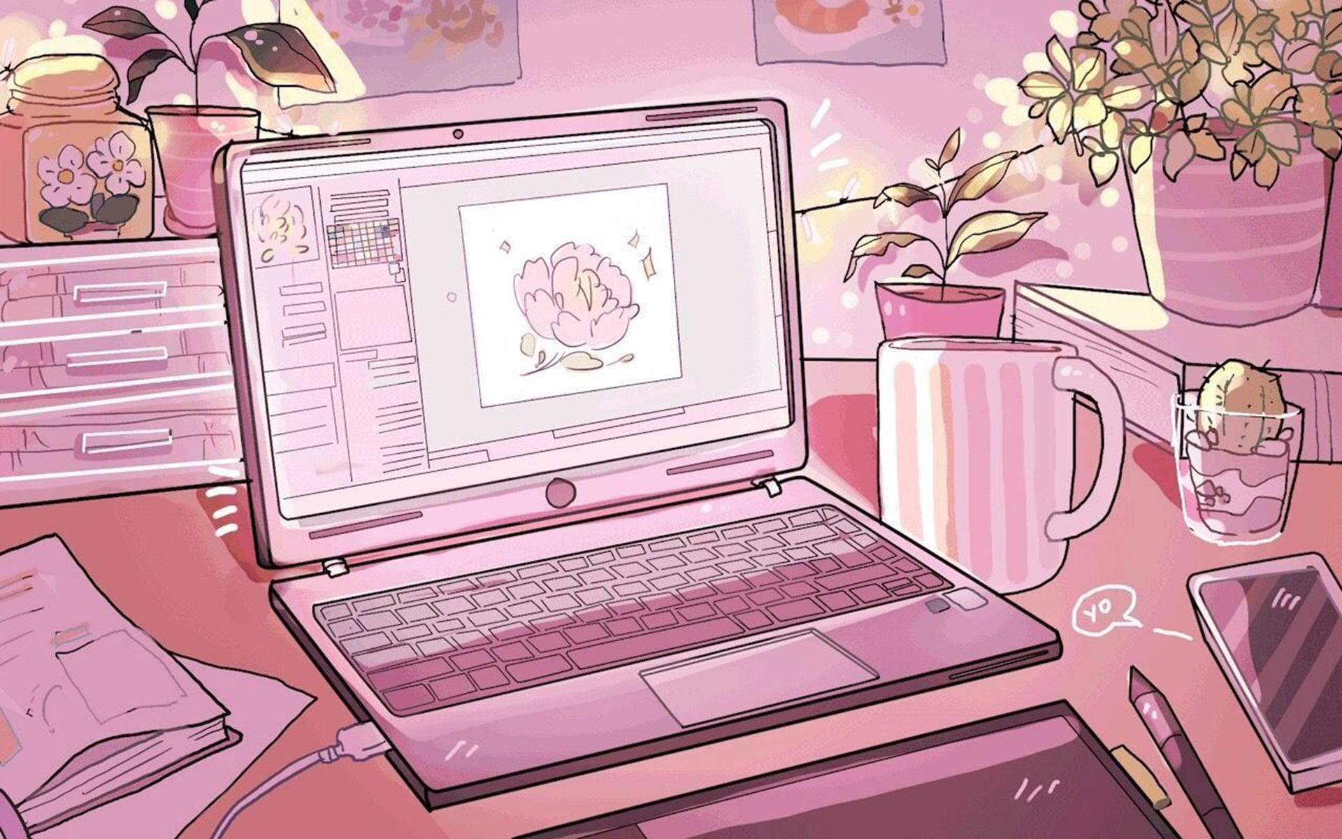 Blød æstetisk studieplads Wallpapers