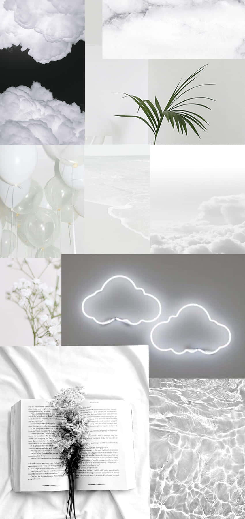 Blød hvid æstetisk collage til mobil Wallpapers
