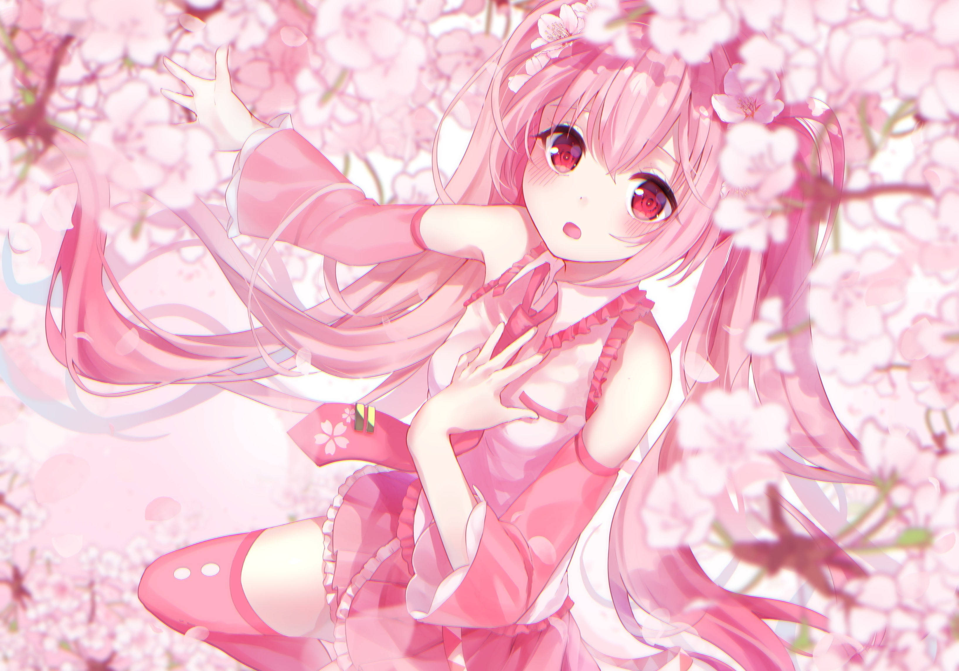 Blomsteragtig pink anime æstetik Wallpapers