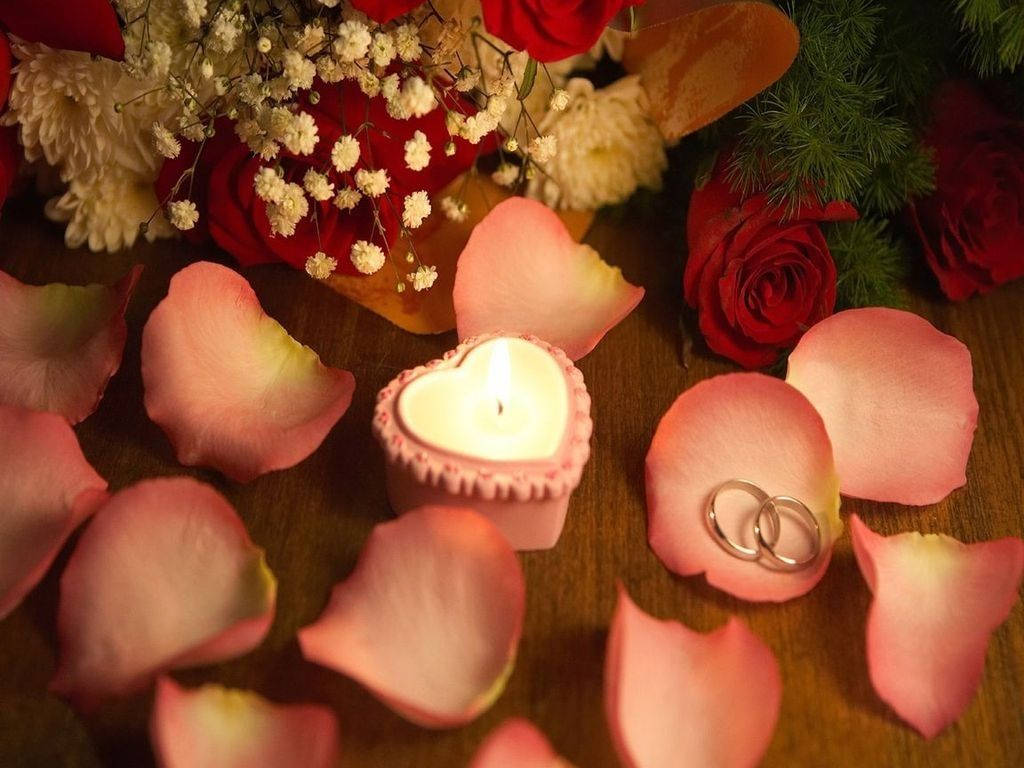 Blomsterblade Valentines Skrivebord Wallpapers