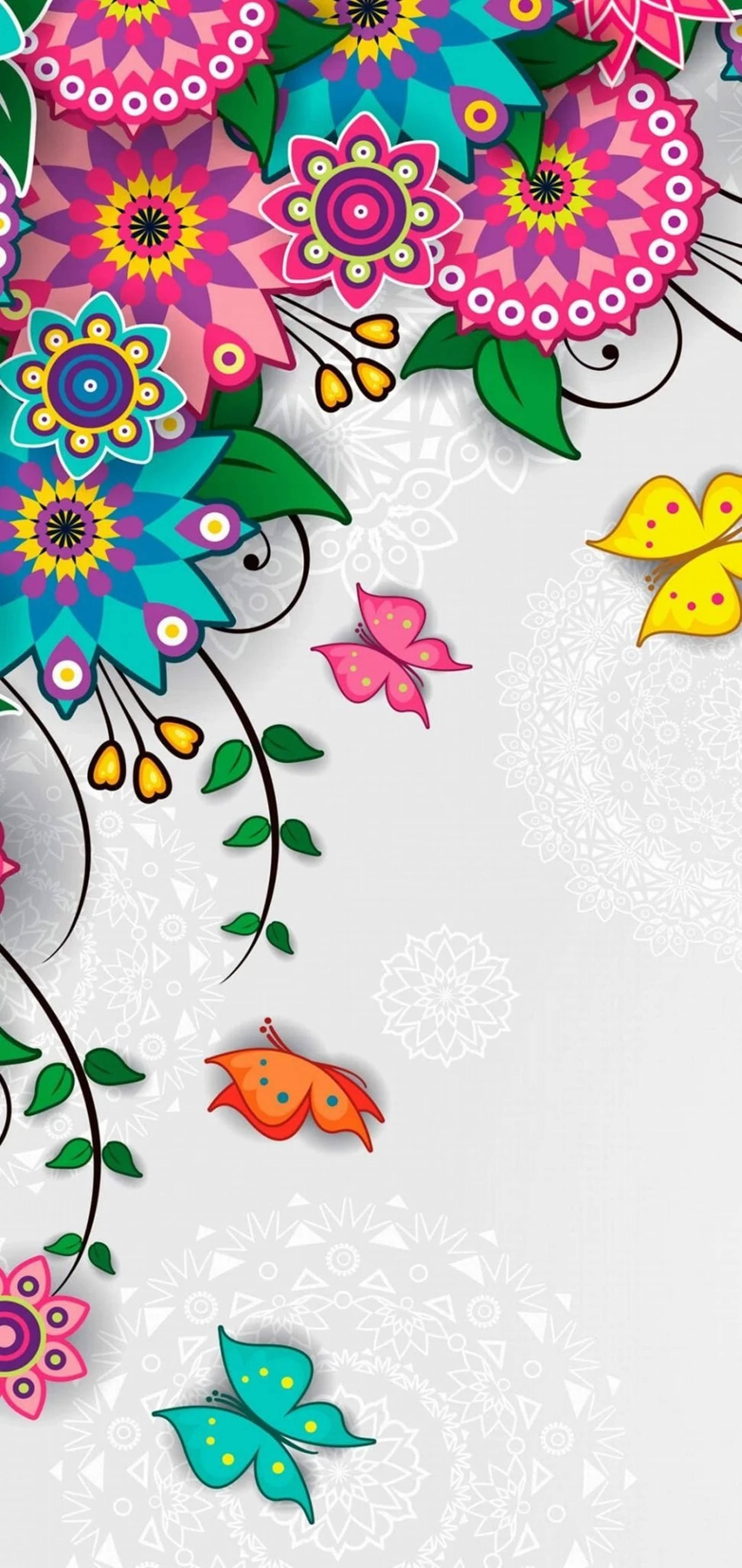 Blomsterkunstværk Punch Hole 4K Wallpapers