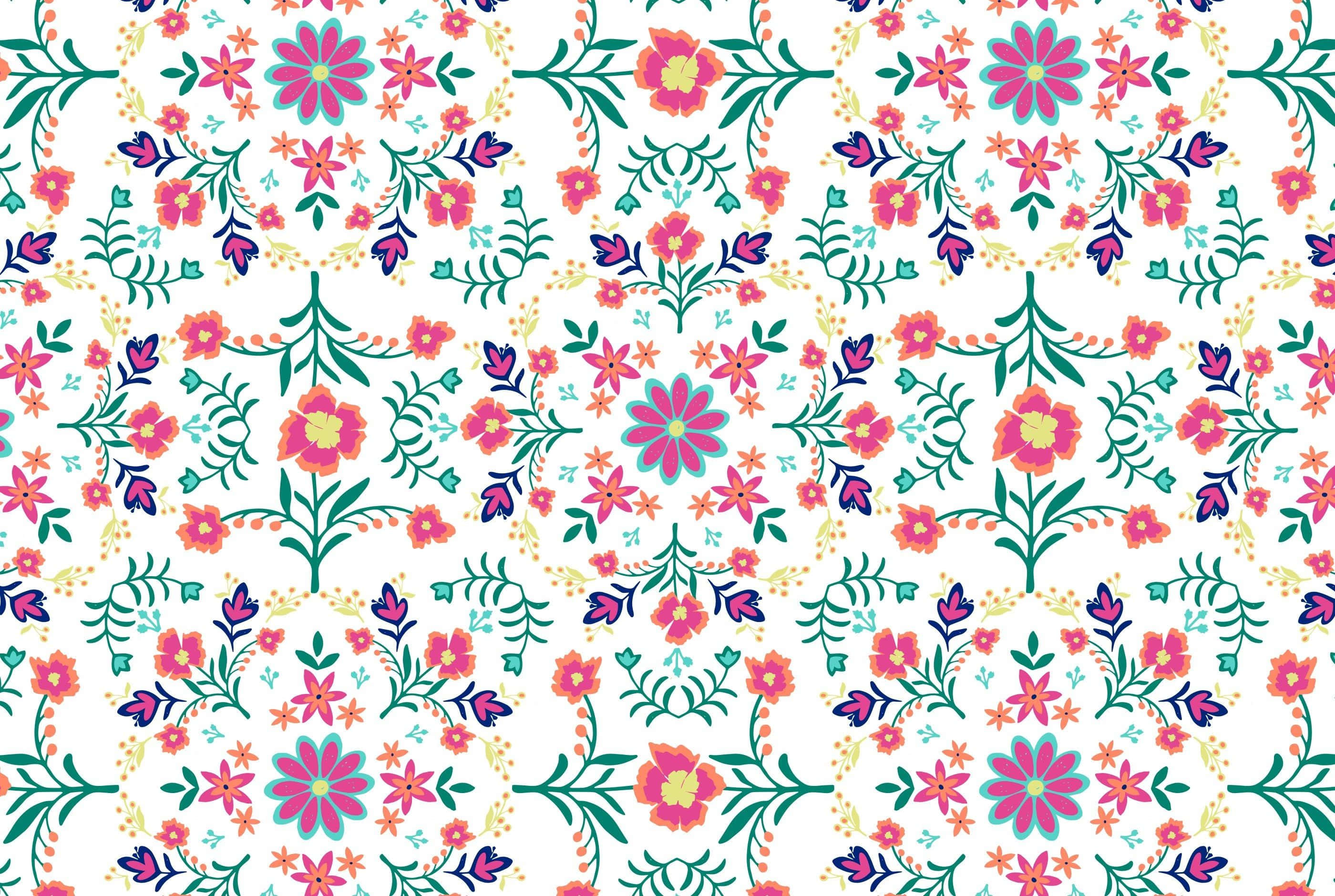 Blomsteræstetisk Boho Mac-mønster Wallpapers