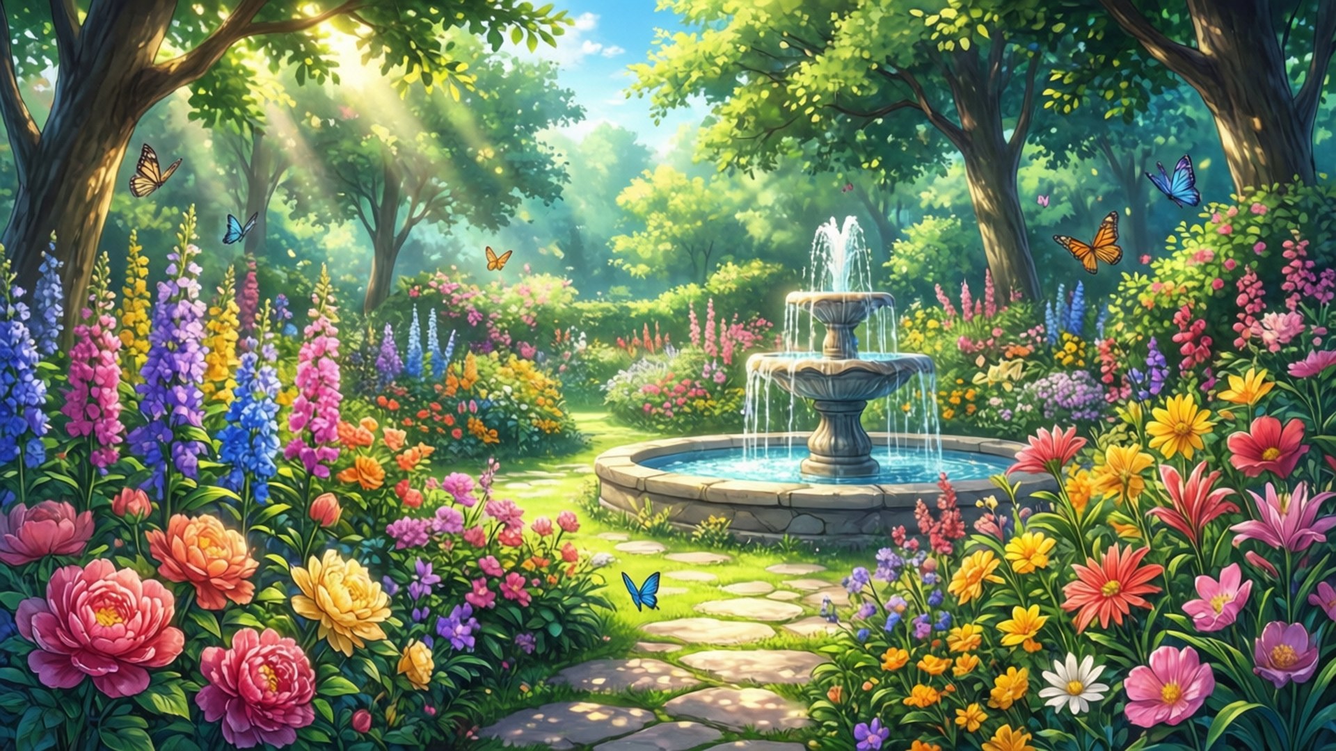 Blomstrende havegang Wallpapers