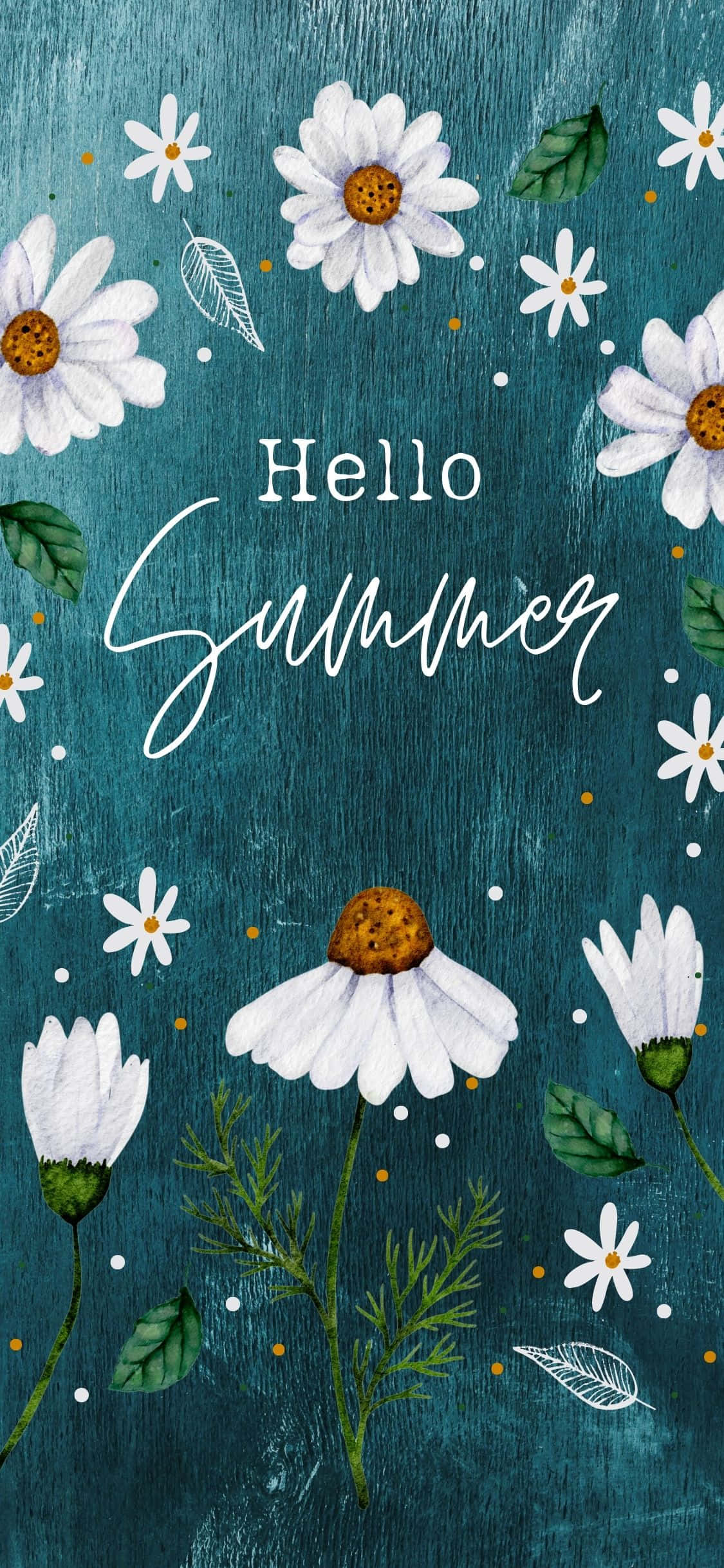 Blomstret Hello Summer iPhone X Sommerbaggrund Wallpapers