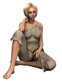 Blond animeret karakter siddende positur Wallpapers