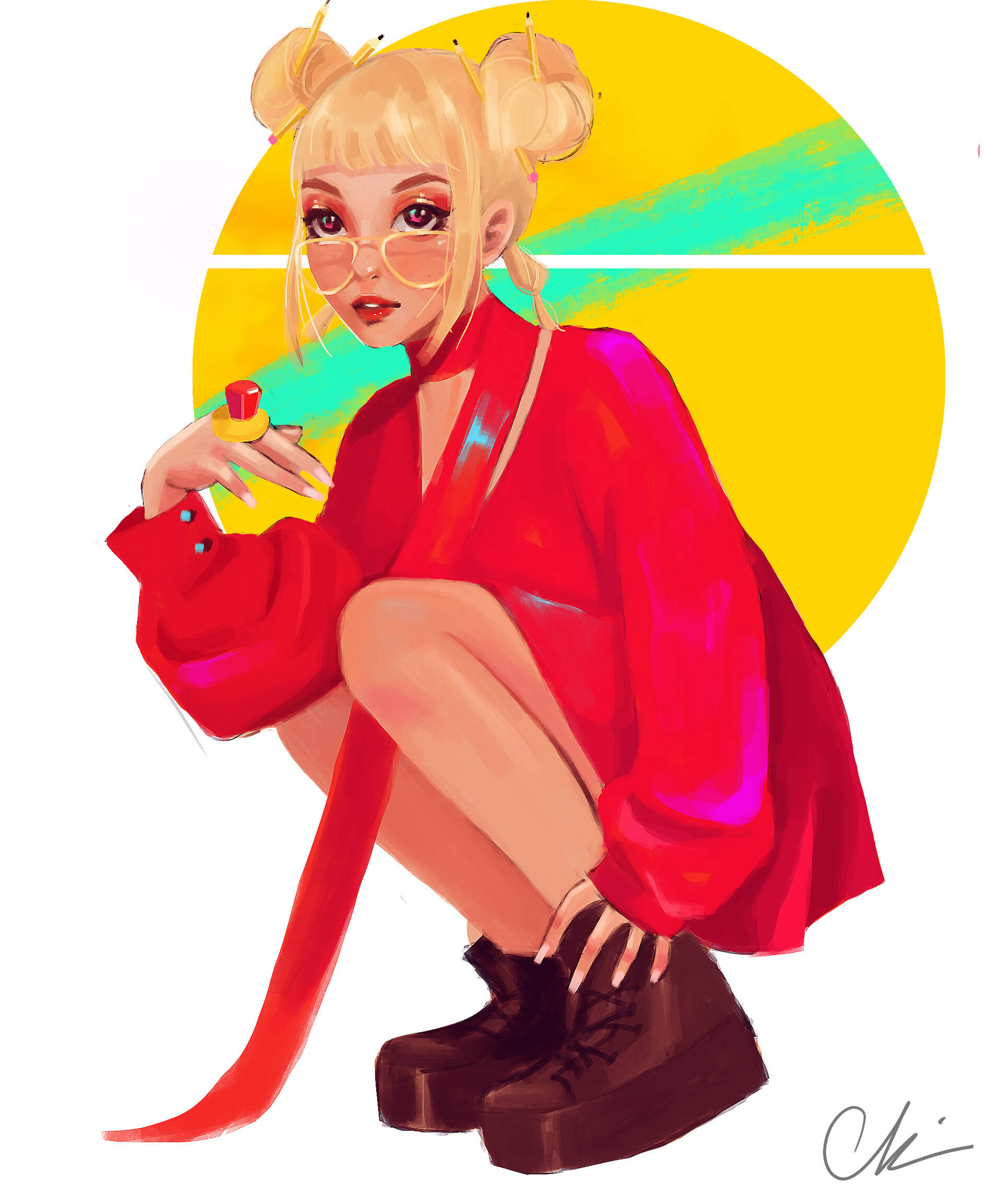 Blond Doja Cat Fan Art Wallpapers