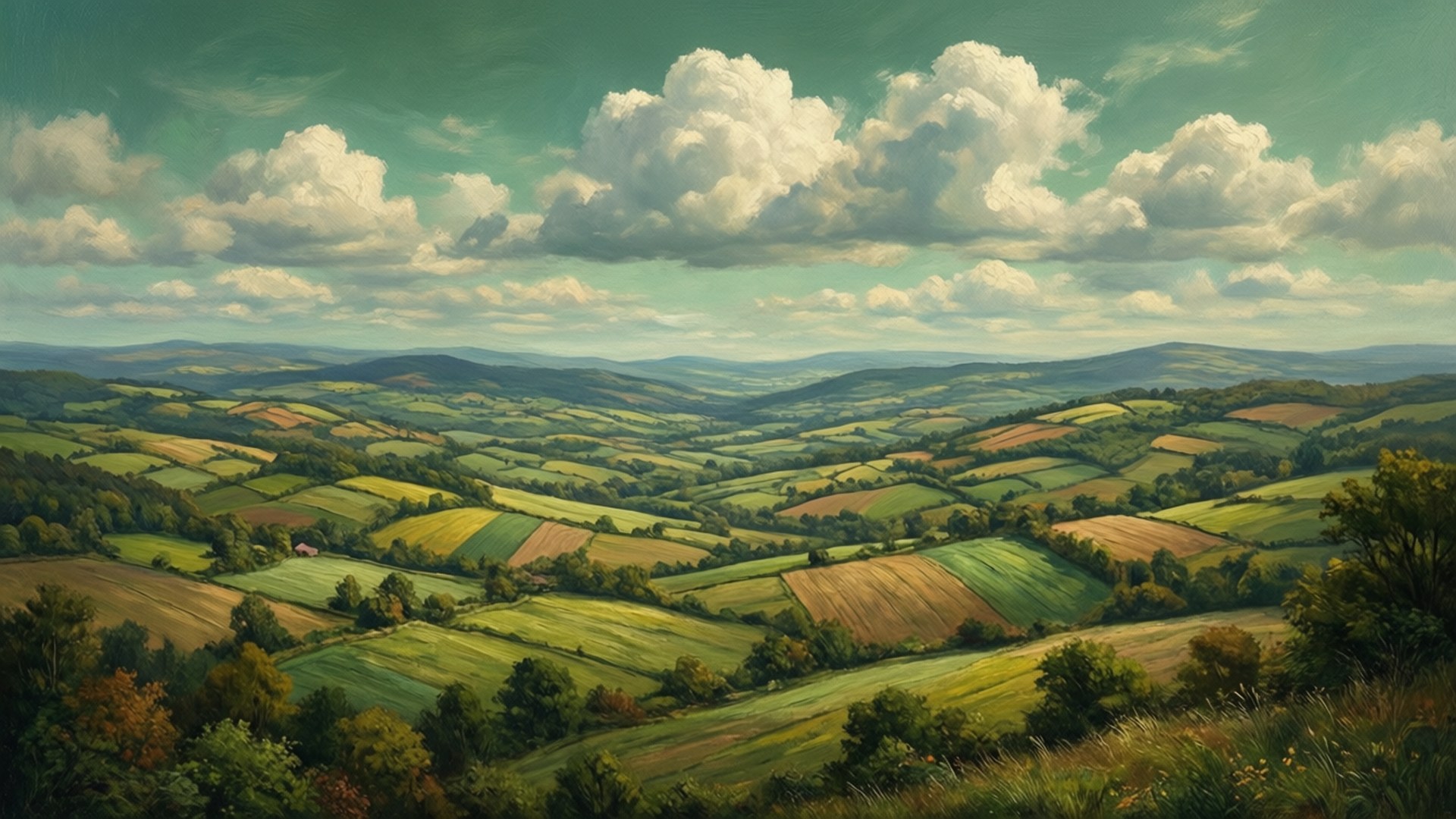 Bølgende Bakker Grøn Himmel Wallpapers