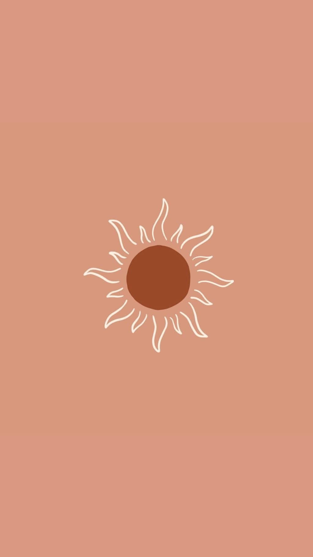 Boho æstetisk hvid omridset sol Wallpapers