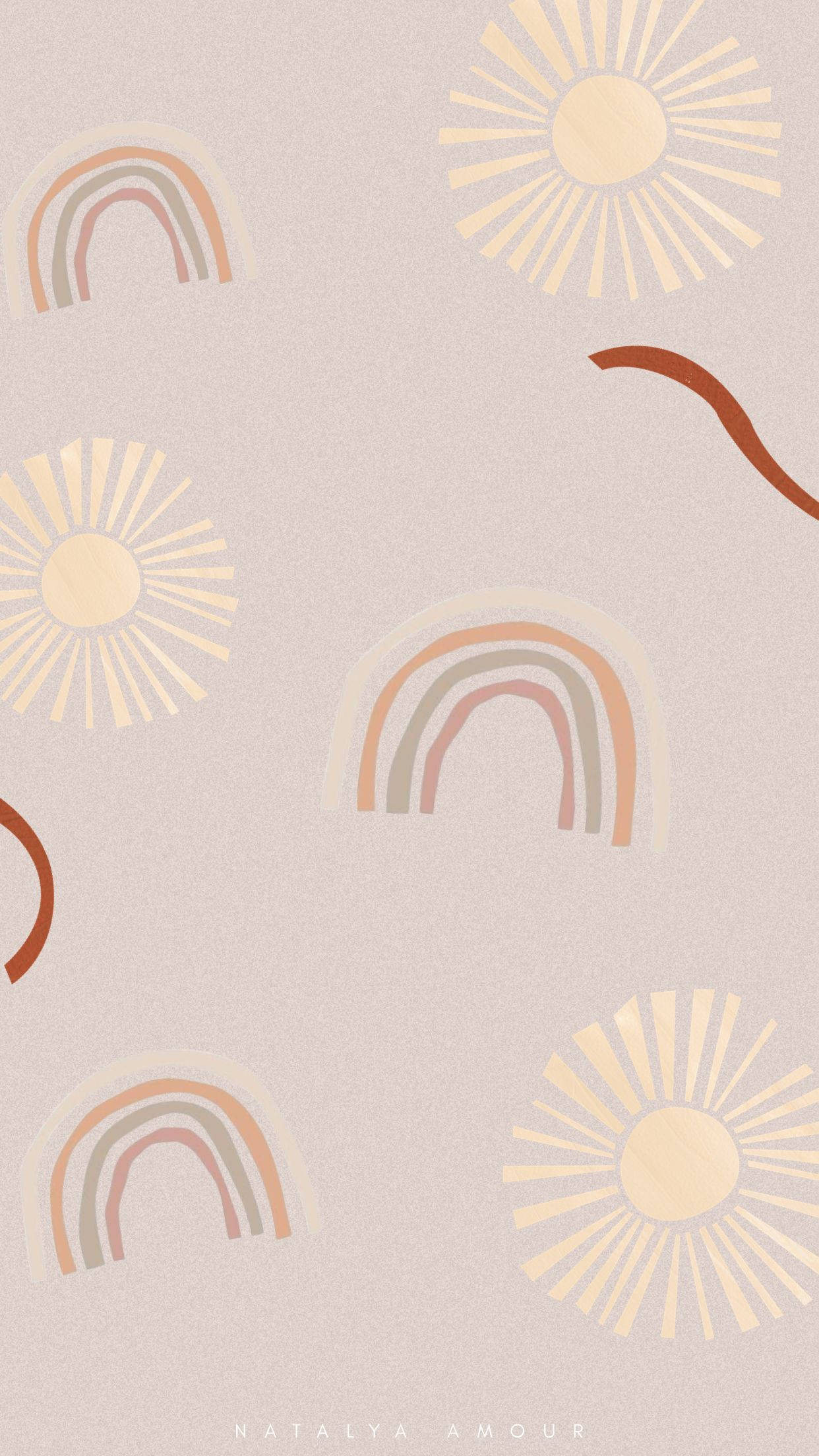 Boho æstetisk med regnbuer og sole Wallpapers