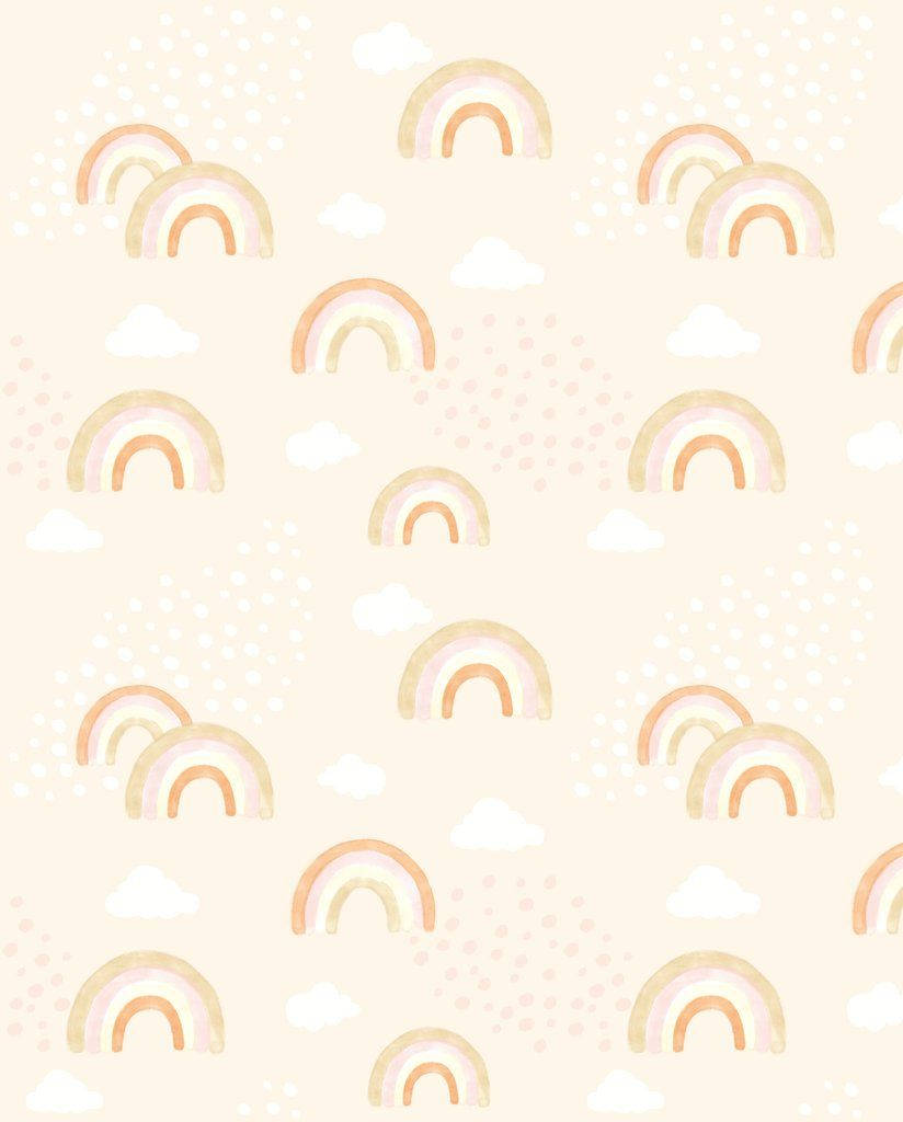 Boho æstetisk pink regnbuer og skyer Wallpapers