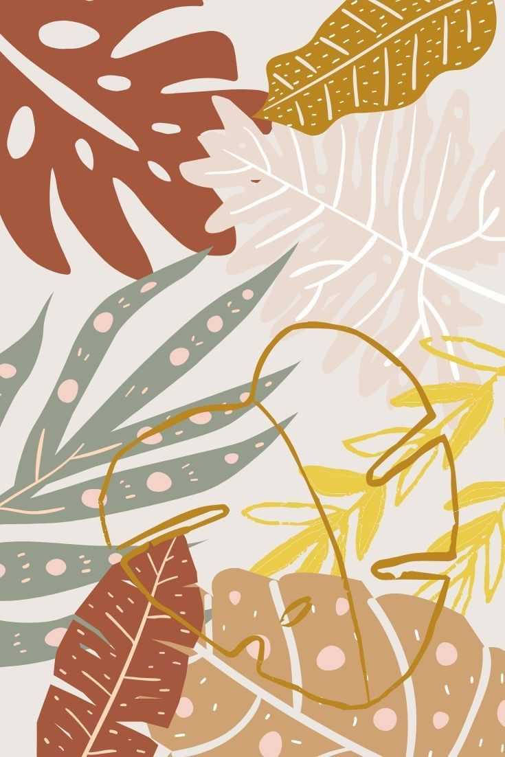 Boho æstetiske blade i neutrale nuancer Wallpapers