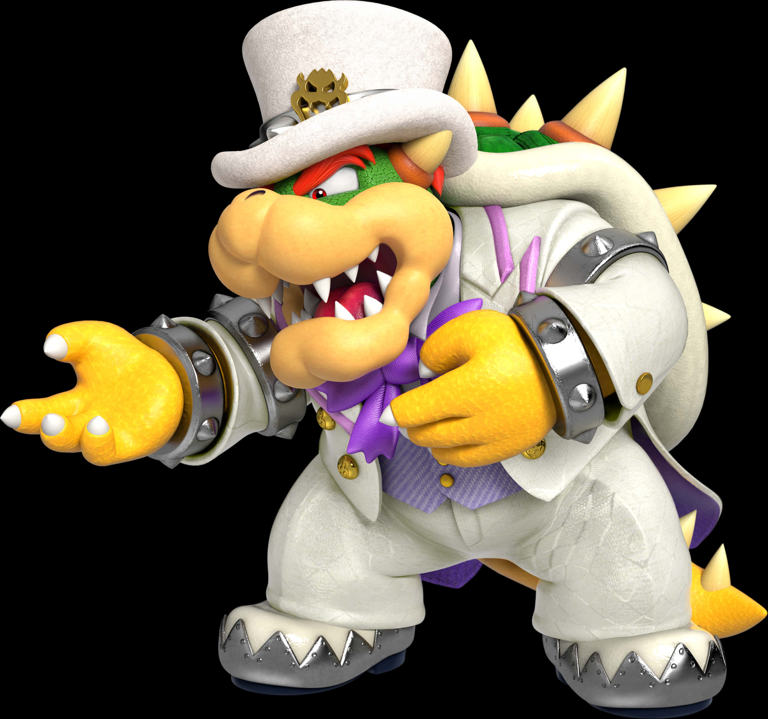 Bowser i hvid habit 3D-render Wallpapers