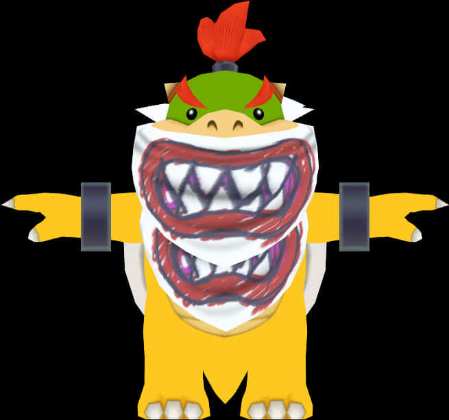 Bowser Tegneseriefigur med Åben Mund Wallpapers