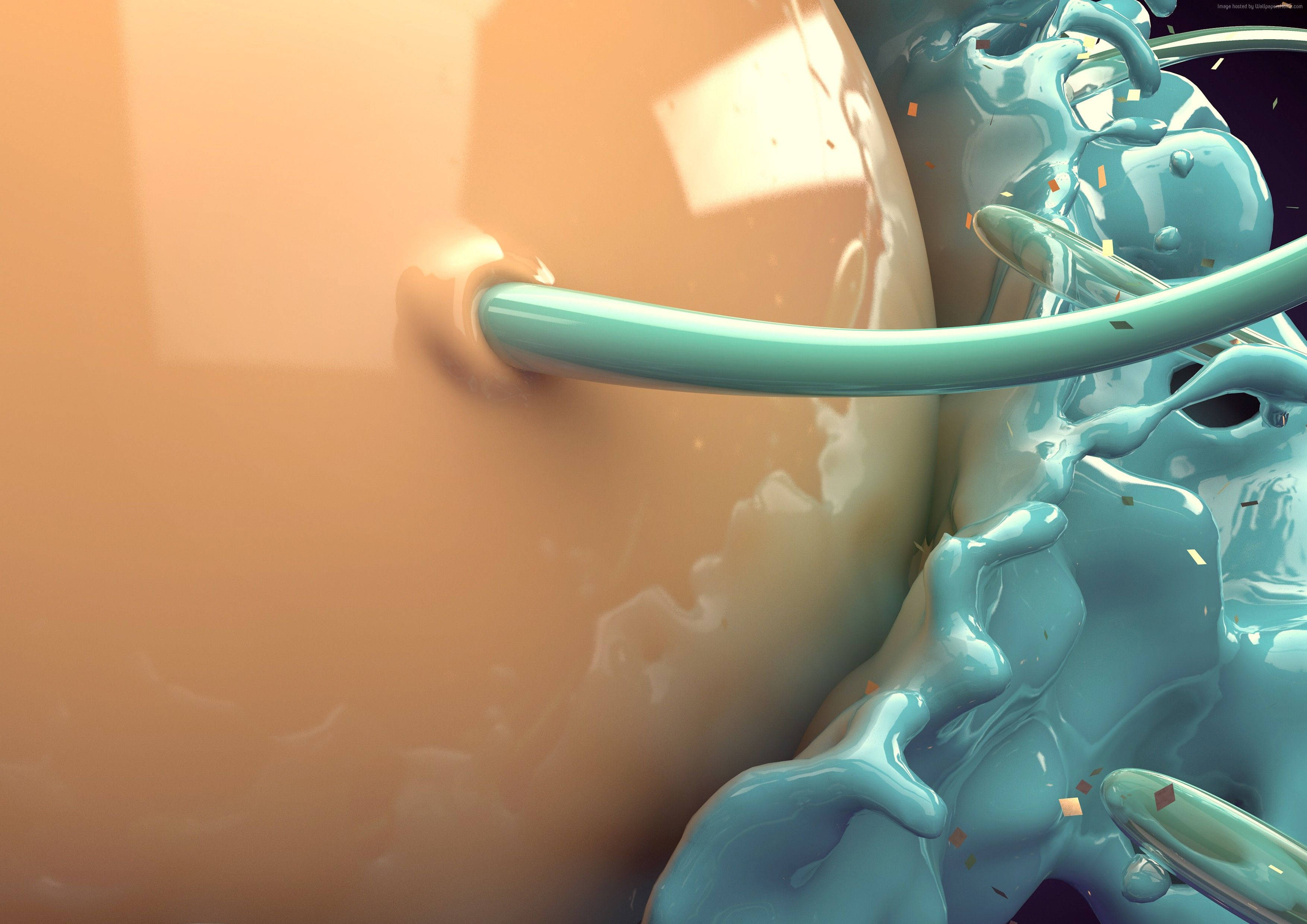 Bring farverigt liv til dit hjem med 3D blå abstrakt kunst Wallpapers