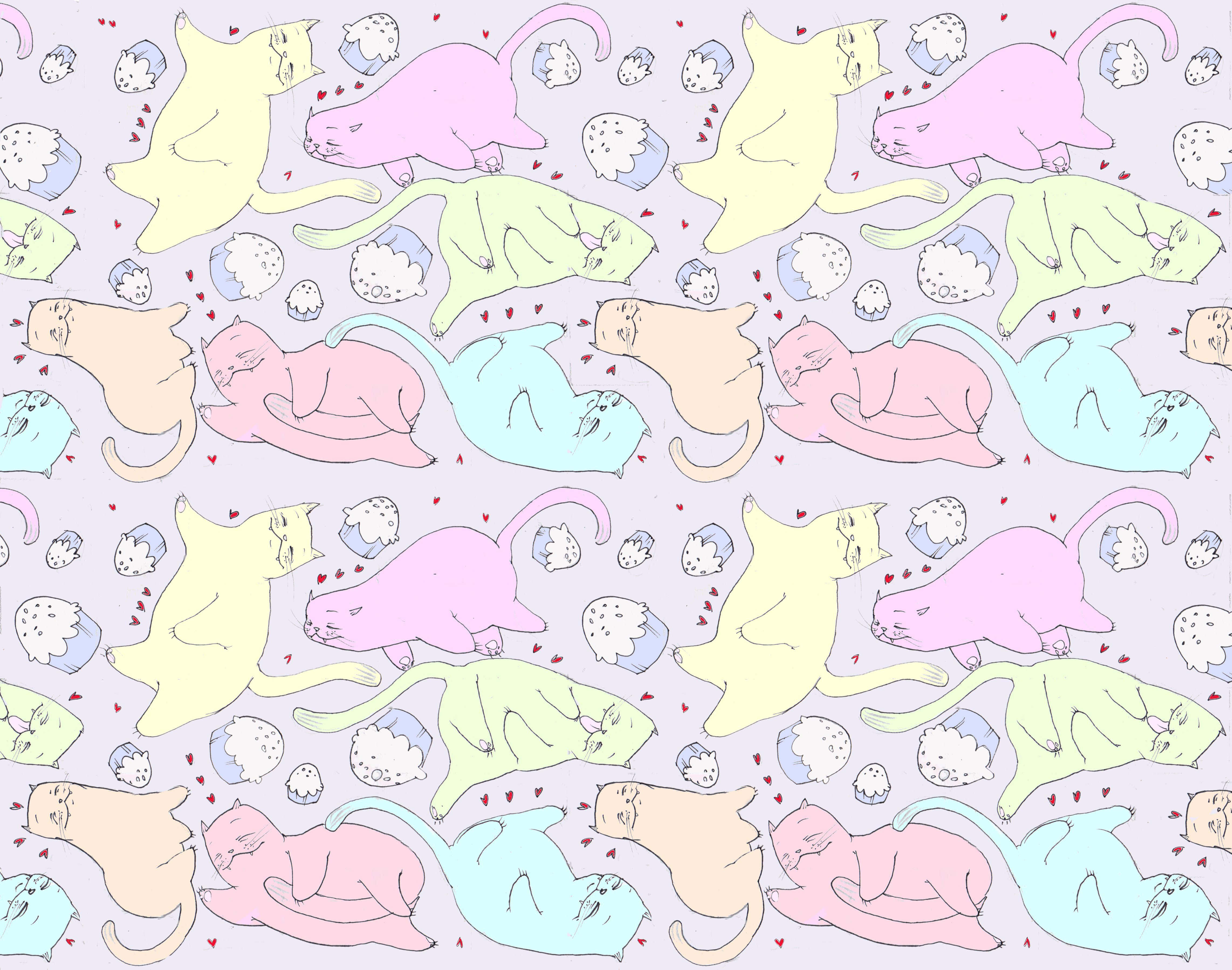Bring glæde til dit hjem med dette smukke søde katte-mønster Wallpapers