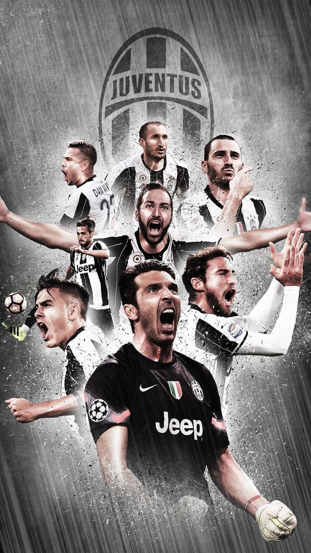 Brølende Juventus fodboldspillere illustration Wallpapers