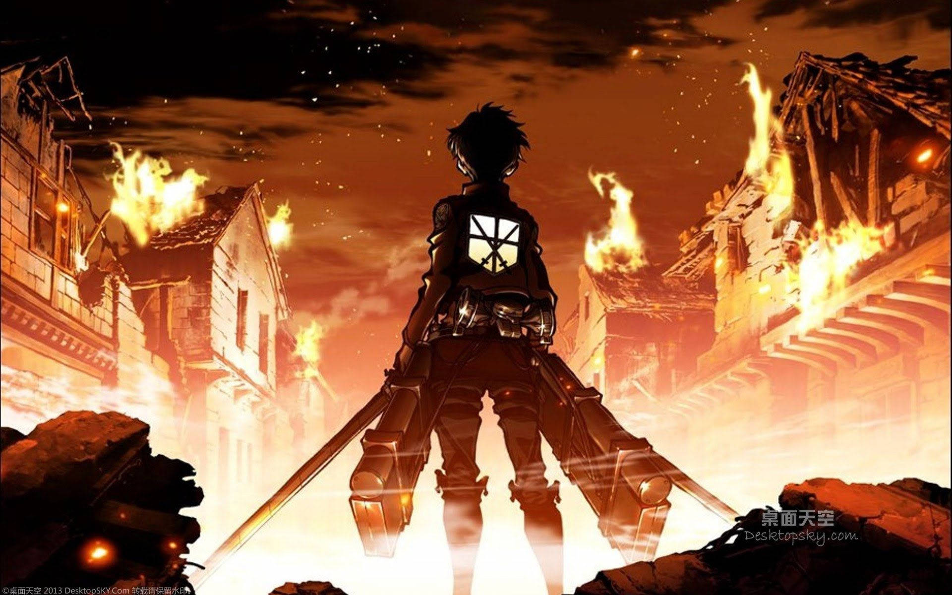 Brændende kærlighed - Attack on Titan Wallpapers