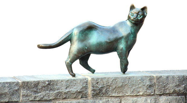 Bronze kat skulptur sten afsats Wallpapers