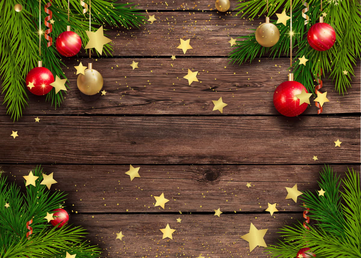 Brun rustik skov med indrammet julehold baggrund Wallpapers