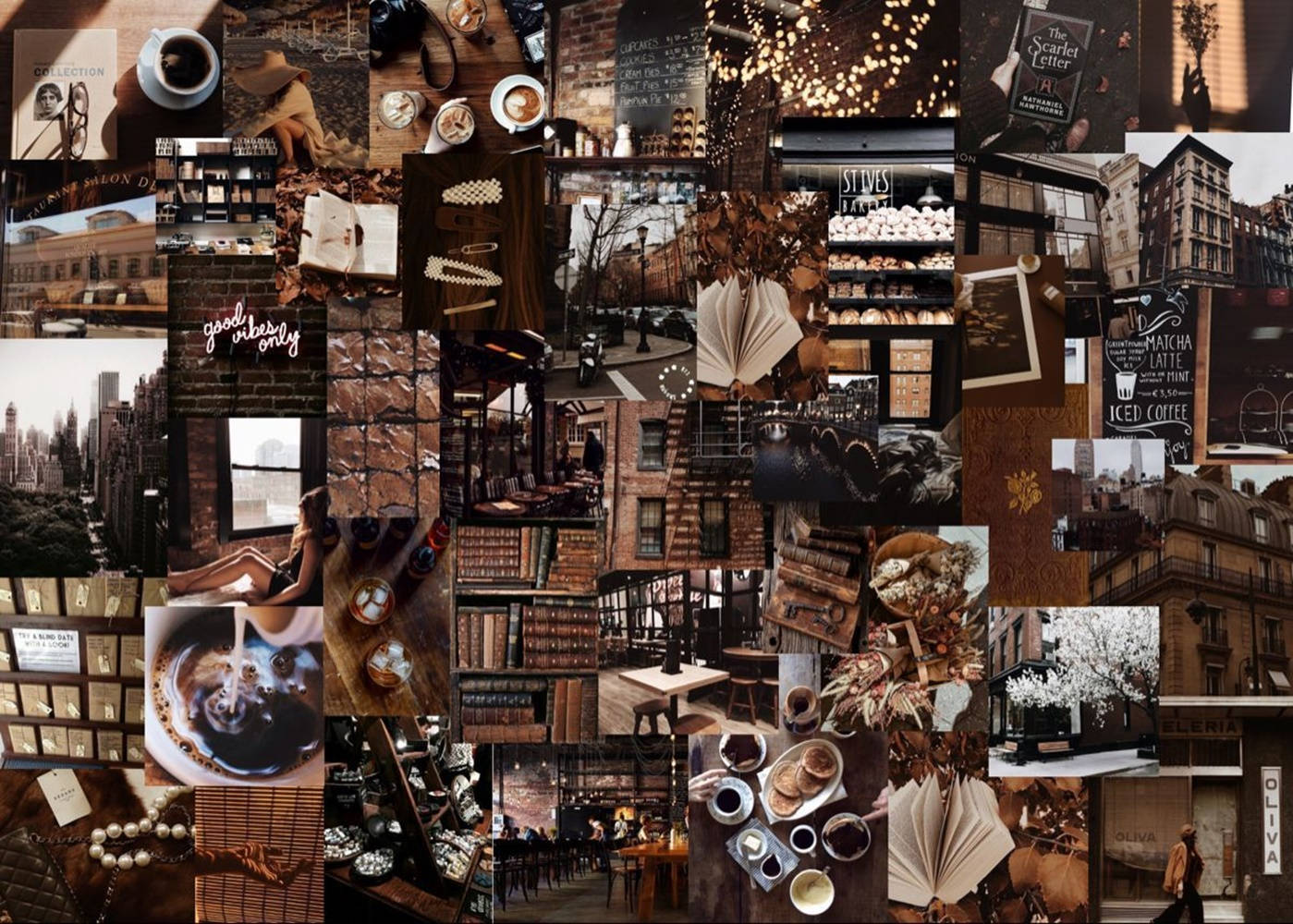 Brun æstetisk fotodump collage laptop Wallpapers