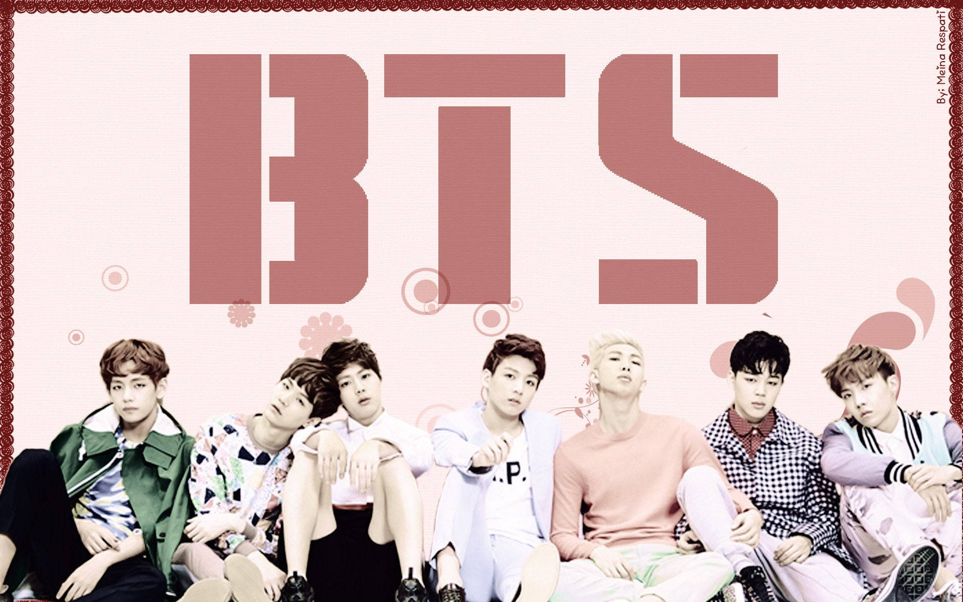 BTS gruppebillede i pink Wallpapers