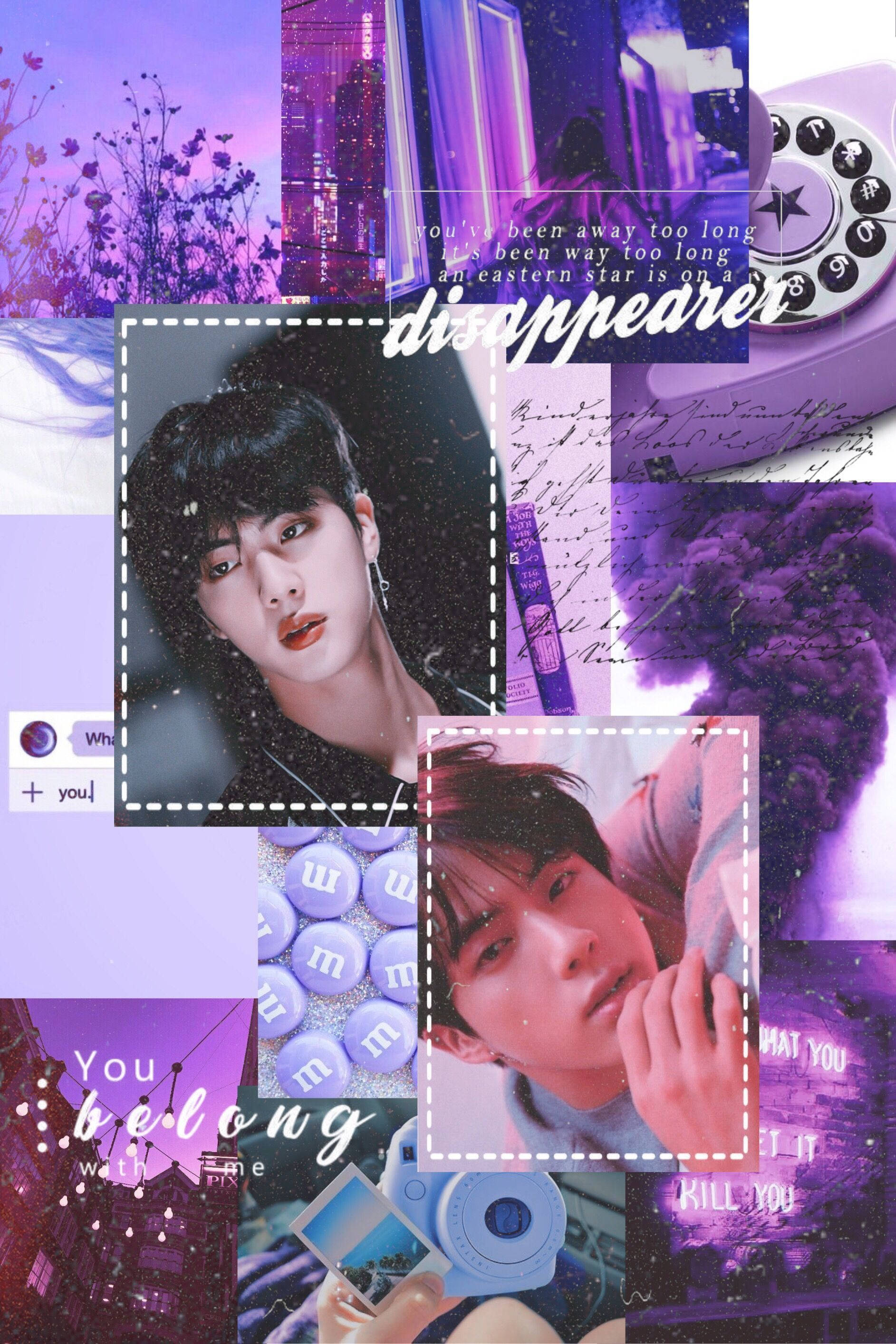 BTS Jin Æstetisk Lilla Collage Wallpapers